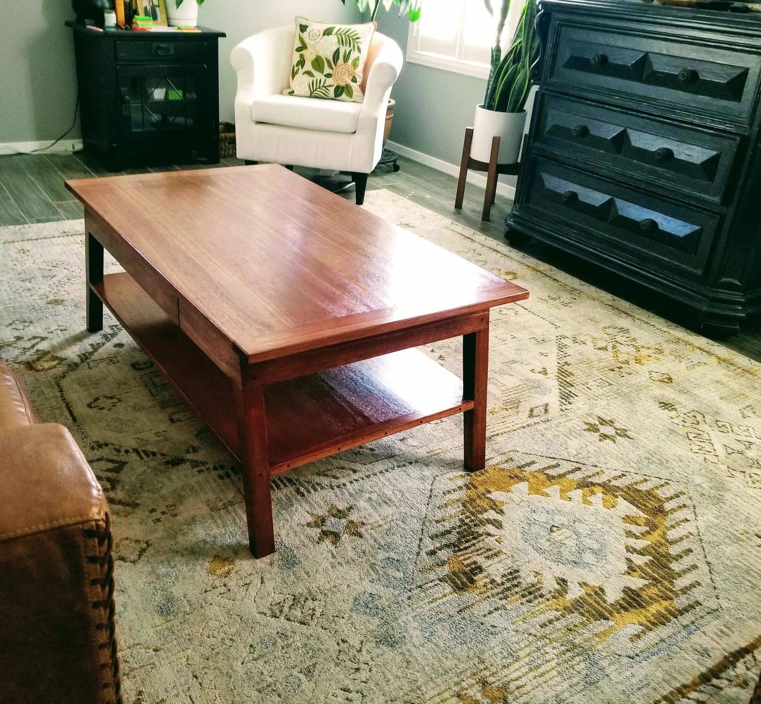 Red Grandis Mid-Century Coffee Table